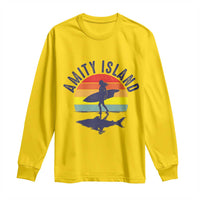 Amity Island Long Sleeve Shirt Retro Surfing Board Humor - Wonder Print Shop