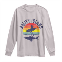 Amity Island Long Sleeve Shirt Retro Surfing Board Humor - Wonder Print Shop