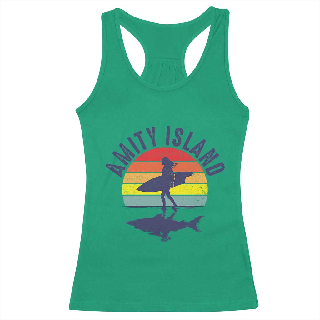 Amity Island Racerback Tank Top Retro Surfing Board Humor - Wonder Print Shop