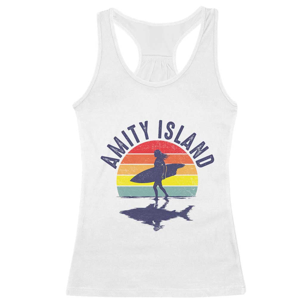 Amity Island Racerback Tank Top Retro Surfing Board Humor - Wonder Print Shop