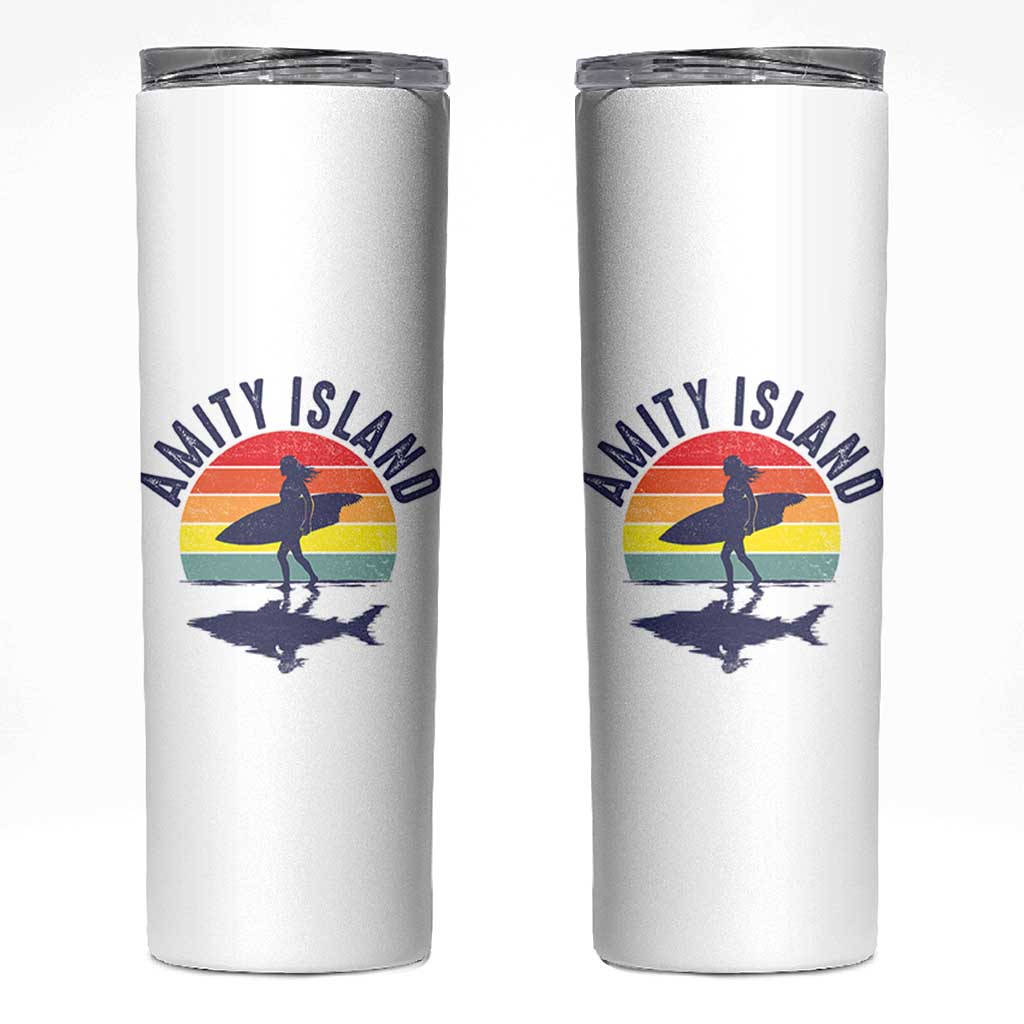 Amity Island Skinny Tumbler Retro Surfing Board Humor