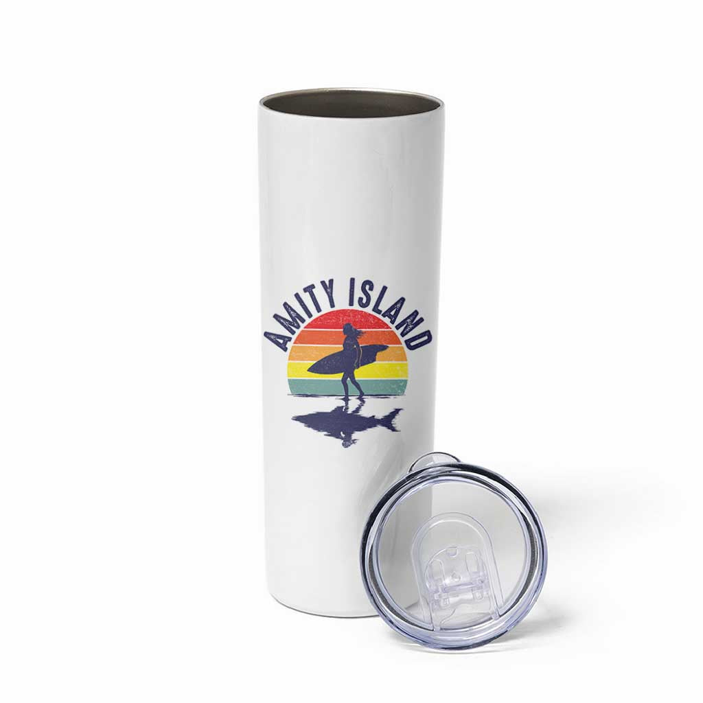 Amity Island Skinny Tumbler Retro Surfing Board Humor