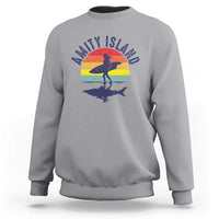 Amity Island Sweatshirt Retro Surfing Board Humor - Wonder Print Shop