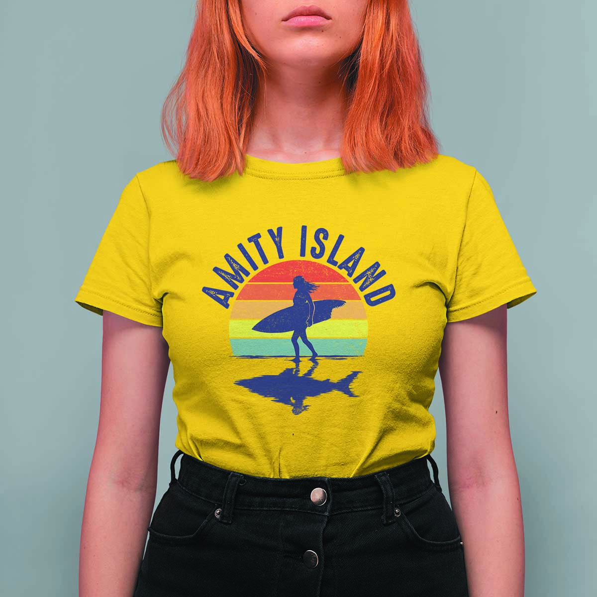 Amity Island T Shirt For Women Retro Surfing Board Humor - Wonder Print Shop