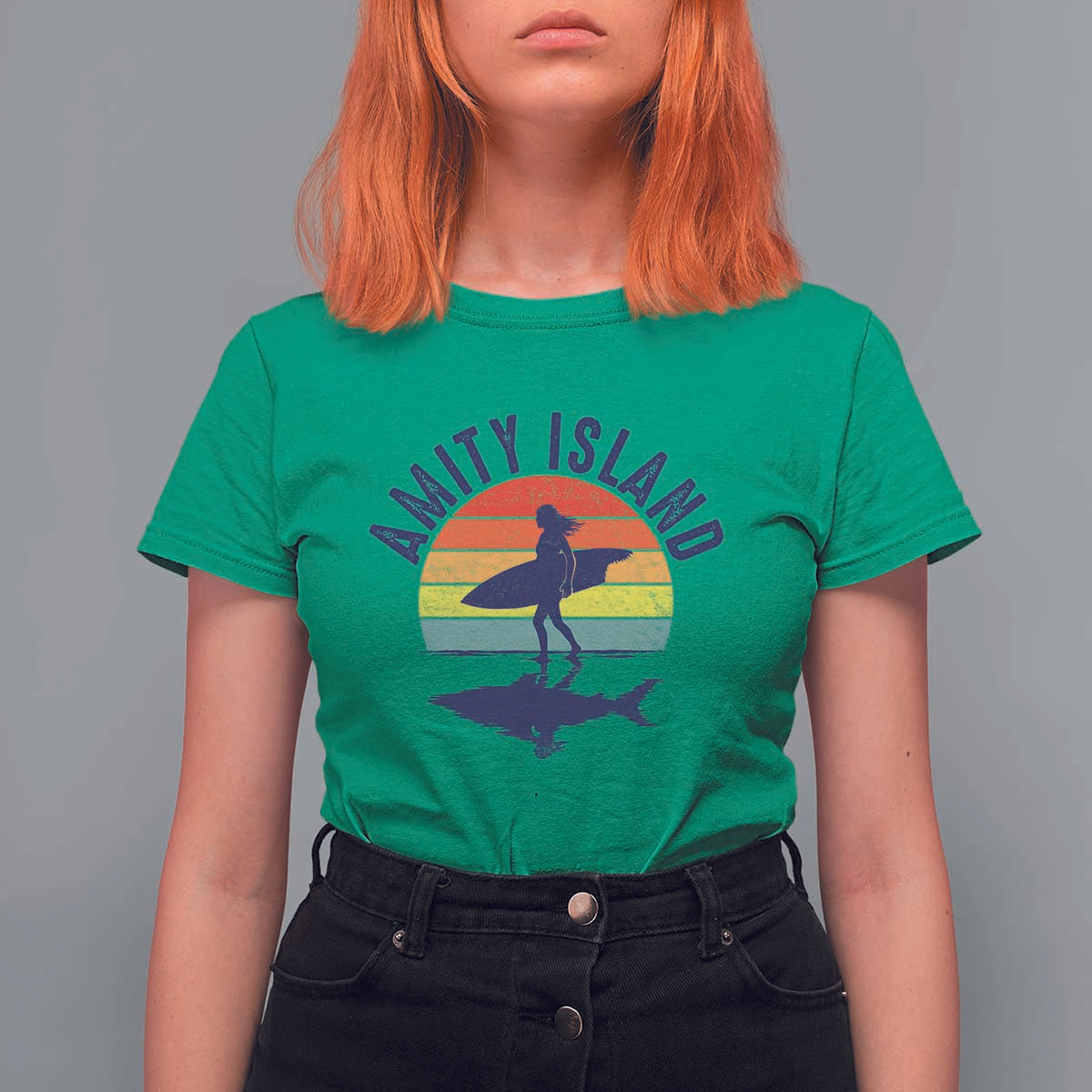 Amity Island T Shirt For Women Retro Surfing Board Humor - Wonder Print Shop