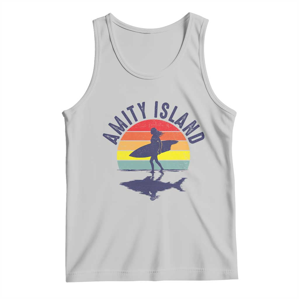 Amity Island Tank Top Retro Surfing Board Humor - Wonder Print Shop