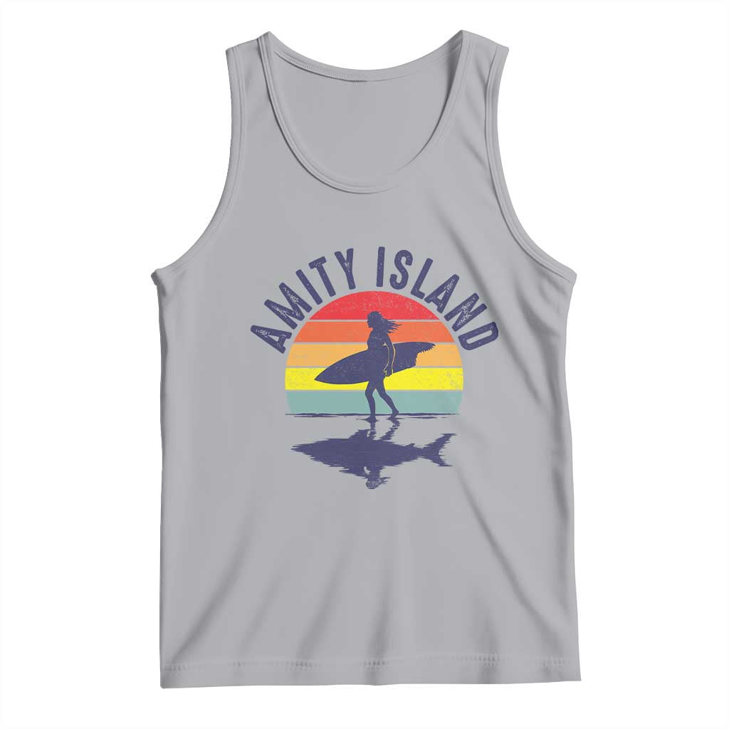 Amity Island Tank Top Retro Surfing Board Humor - Wonder Print Shop