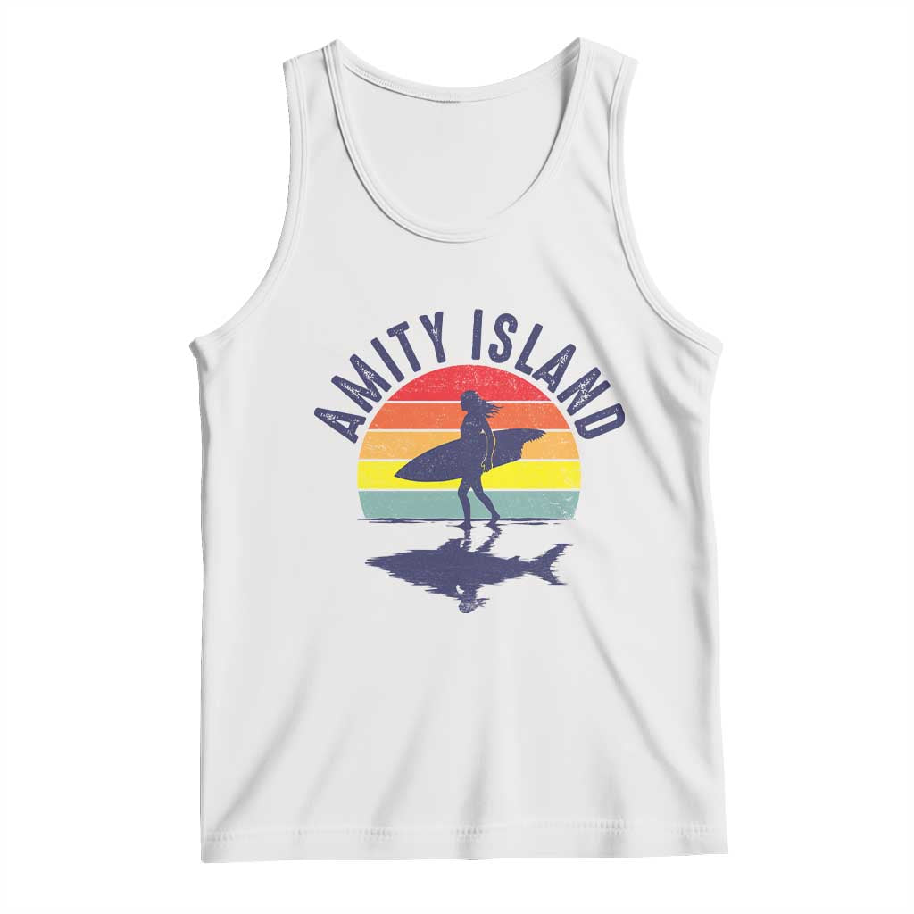 Amity Island Tank Top Retro Surfing Board Humor - Wonder Print Shop