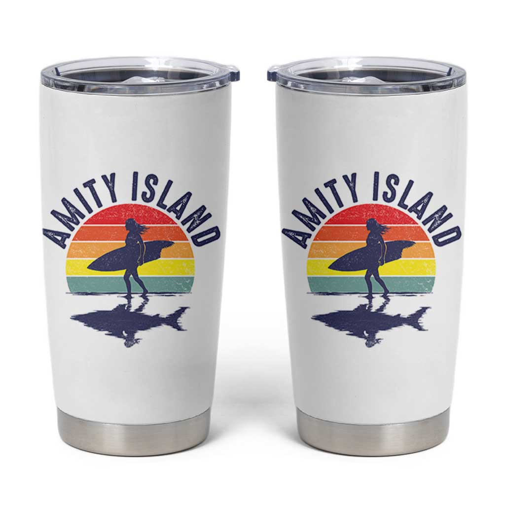 Amity Island Tumbler Cup Retro Surfing Board Humor