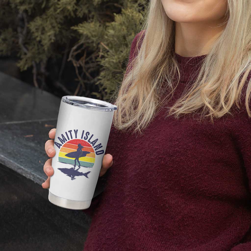 Amity Island Tumbler Cup Retro Surfing Board Humor