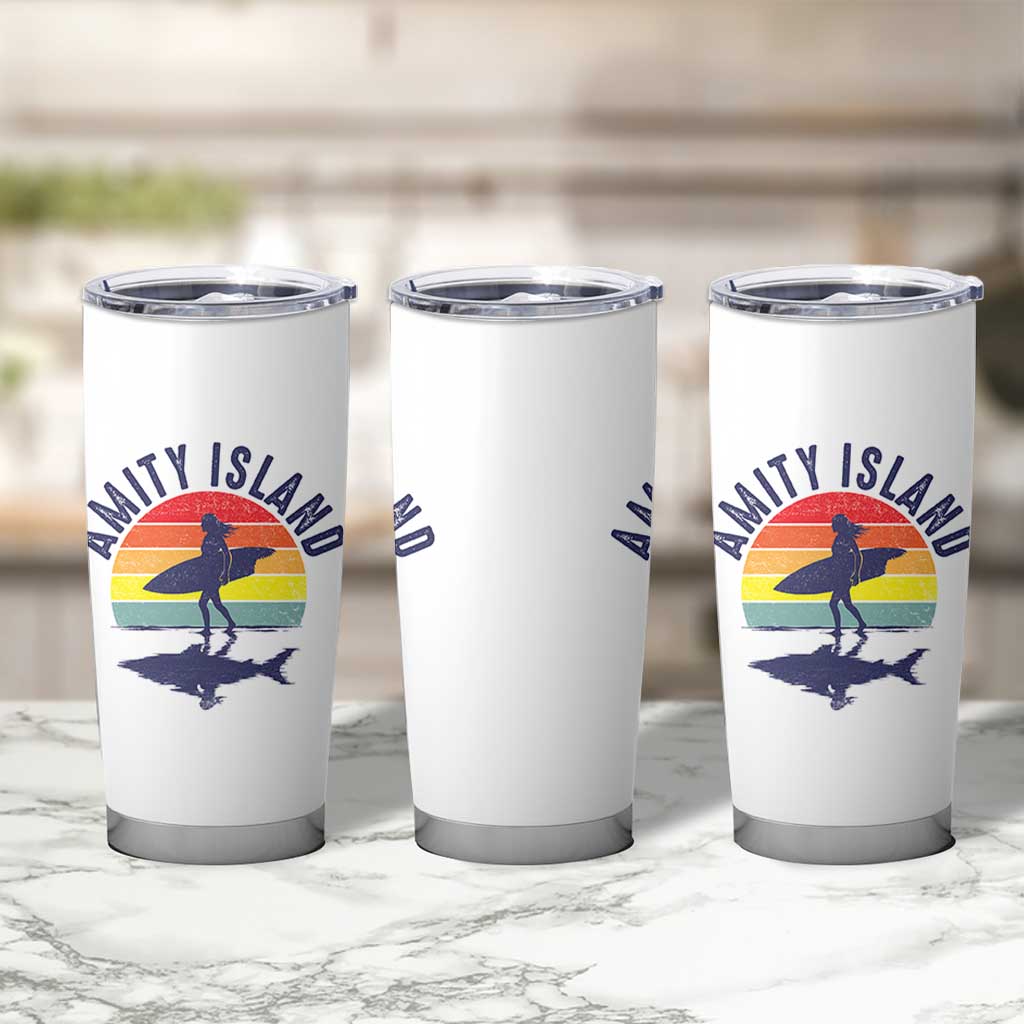 Amity Island Tumbler Cup Retro Surfing Board Humor