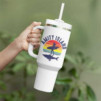 Amity Island Tumbler With Handle Retro Surfing Board Humor