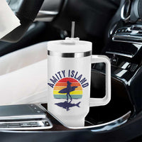 Amity Island Tumbler With Handle Retro Surfing Board Humor