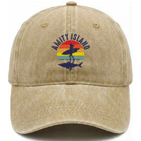 Amity Island Washed Cotton Baseball Cap Retro Surfing Board Humor
