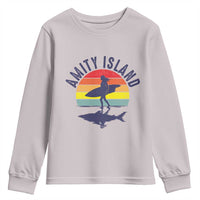 Amity Island Youth Sweatshirt Retro Surfing Board Humor - Wonder Print Shop