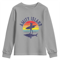 Amity Island Youth Sweatshirt Retro Surfing Board Humor - Wonder Print Shop