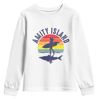 Amity Island Youth Sweatshirt Retro Surfing Board Humor - Wonder Print Shop