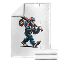 Funny Bigfoot Baseball Throw Blanket Sasquatch American Flag Ice Cream - Wonder Print Shop
