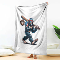 Funny Bigfoot Baseball Throw Blanket Sasquatch American Flag Ice Cream - Wonder Print Shop