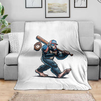 Funny Bigfoot Baseball Throw Blanket Sasquatch American Flag Ice Cream - Wonder Print Shop