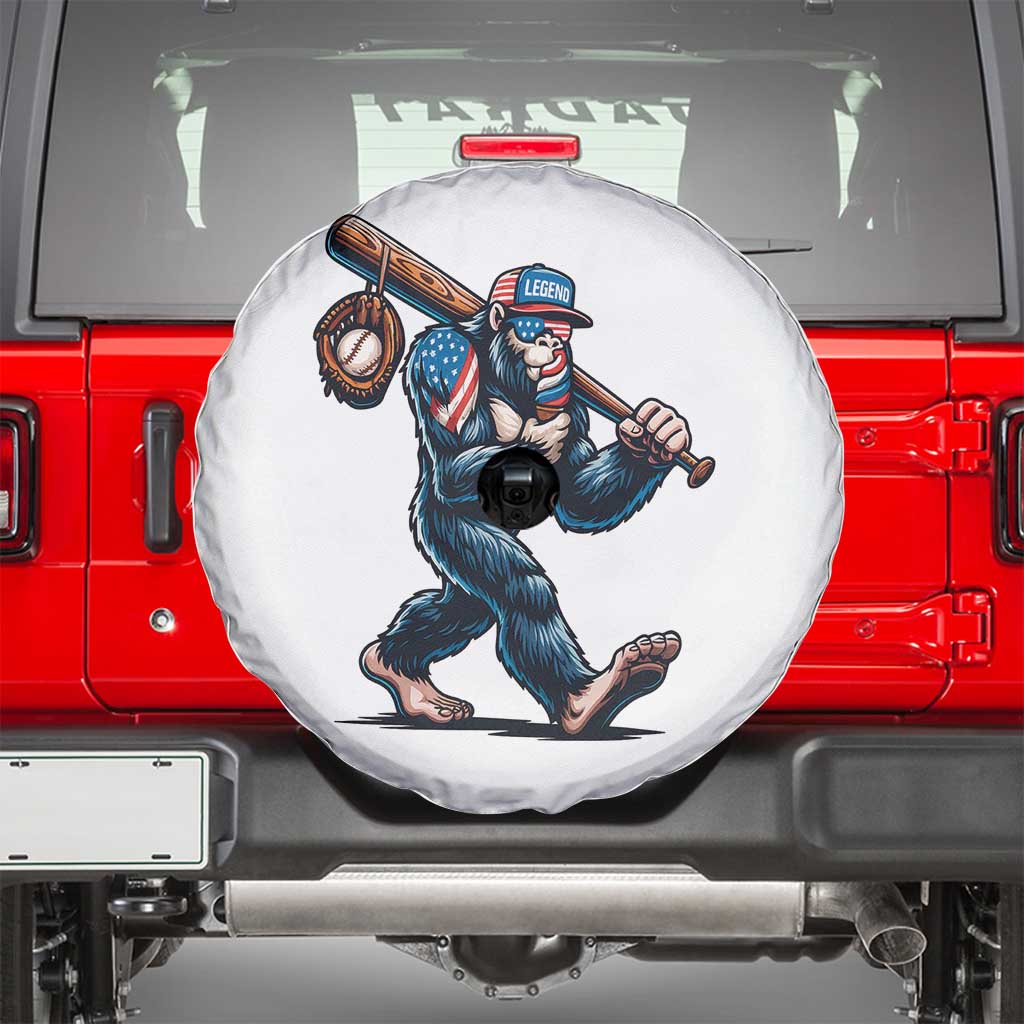 Funny Bigfoot Baseball Spare Tire Cover Sasquatch American Flag Ice Cream - Wonder Print Shop