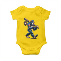 Funny Bigfoot Baseball Baby Onesie Sasquatch American Flag Ice Cream - Wonder Print Shop
