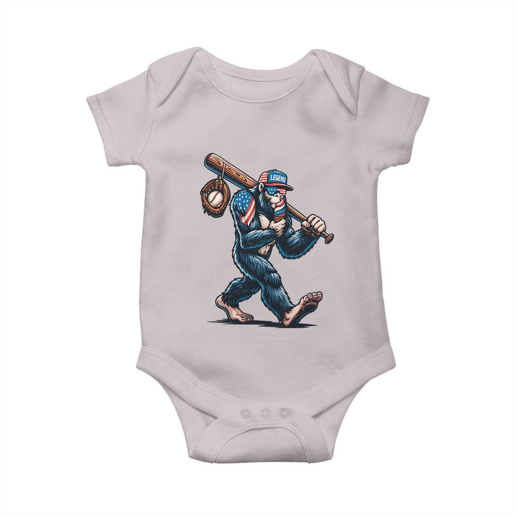 Funny Bigfoot Baseball Baby Onesie Sasquatch American Flag Ice Cream - Wonder Print Shop