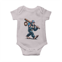 Funny Bigfoot Baseball Baby Onesie Sasquatch American Flag Ice Cream - Wonder Print Shop