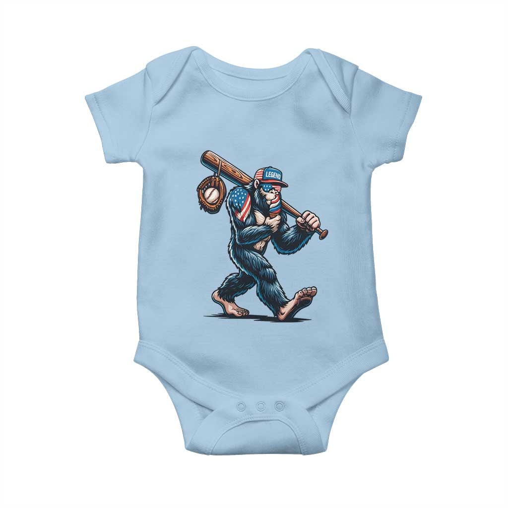 Funny Bigfoot Baseball Baby Onesie Sasquatch American Flag Ice Cream - Wonder Print Shop