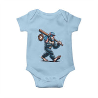 Funny Bigfoot Baseball Baby Onesie Sasquatch American Flag Ice Cream - Wonder Print Shop
