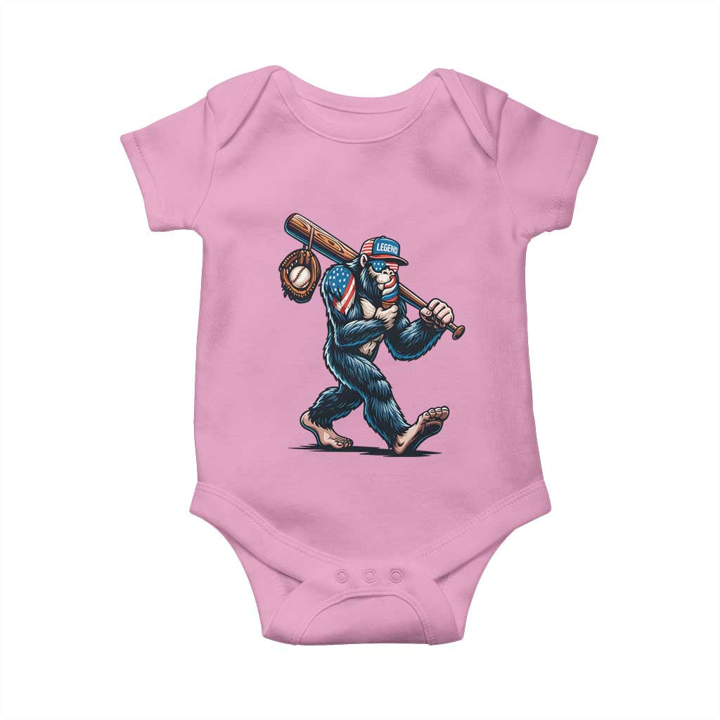 Funny Bigfoot Baseball Baby Onesie Sasquatch American Flag Ice Cream - Wonder Print Shop