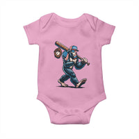 Funny Bigfoot Baseball Baby Onesie Sasquatch American Flag Ice Cream - Wonder Print Shop