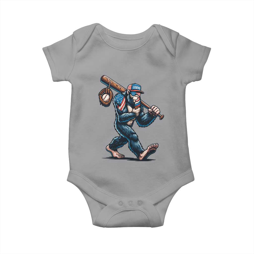 Funny Bigfoot Baseball Baby Onesie Sasquatch American Flag Ice Cream - Wonder Print Shop