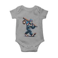 Funny Bigfoot Baseball Baby Onesie Sasquatch American Flag Ice Cream - Wonder Print Shop
