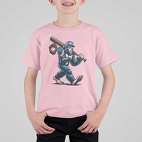 Funny Bigfoot Baseball T Shirt For Kid Sasquatch American Flag Ice Cream - Wonder Print Shop