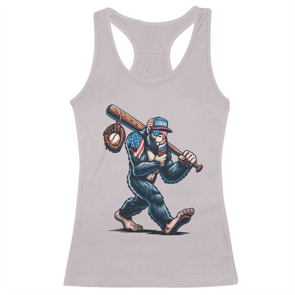 Funny Bigfoot Baseball Racerback Tank Top Sasquatch American Flag Ice Cream - Wonder Print Shop