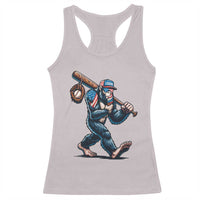 Funny Bigfoot Baseball Racerback Tank Top Sasquatch American Flag Ice Cream - Wonder Print Shop