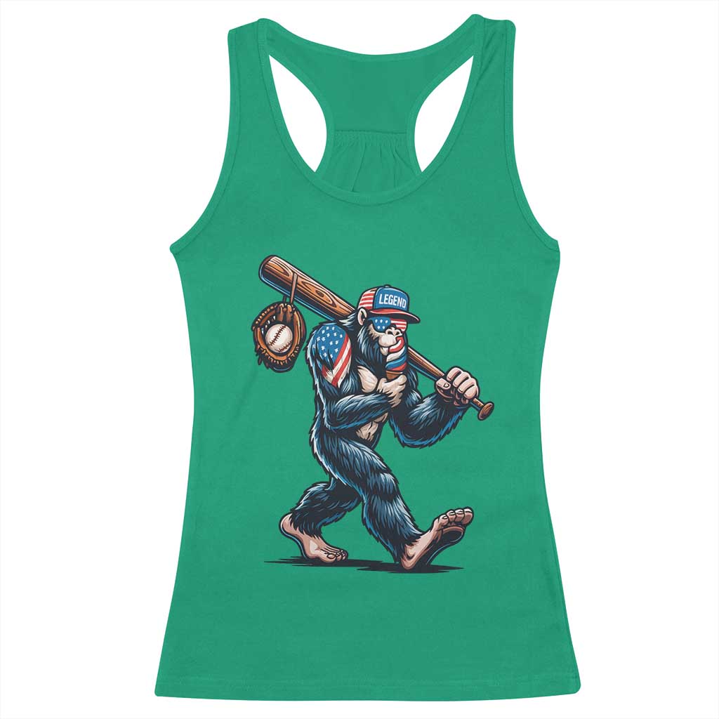 Funny Bigfoot Baseball Racerback Tank Top Sasquatch American Flag Ice Cream - Wonder Print Shop