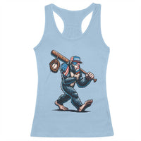 Funny Bigfoot Baseball Racerback Tank Top Sasquatch American Flag Ice Cream - Wonder Print Shop