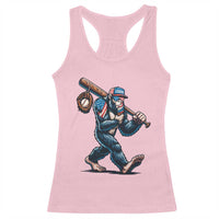 Funny Bigfoot Baseball Racerback Tank Top Sasquatch American Flag Ice Cream - Wonder Print Shop
