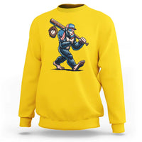 Funny Bigfoot Baseball Sweatshirt Sasquatch American Flag Ice Cream - Wonder Print Shop