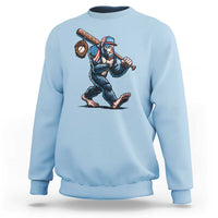 Funny Bigfoot Baseball Sweatshirt Sasquatch American Flag Ice Cream - Wonder Print Shop