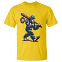 Funny Bigfoot Baseball T Shirt Sasquatch American Flag Ice Cream - Wonder Print Shop