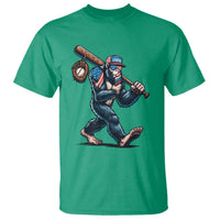 Funny Bigfoot Baseball T Shirt Sasquatch American Flag Ice Cream - Wonder Print Shop