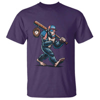 Funny Bigfoot Baseball T Shirt Sasquatch American Flag Ice Cream - Wonder Print Shop