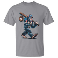 Funny Bigfoot Baseball T Shirt Sasquatch American Flag Ice Cream - Wonder Print Shop