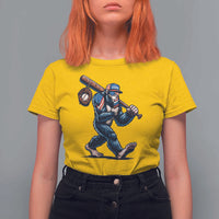 Funny Bigfoot Baseball T Shirt For Women Sasquatch American Flag Ice Cream - Wonder Print Shop