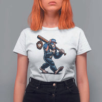 Funny Bigfoot Baseball T Shirt For Women Sasquatch American Flag Ice Cream - Wonder Print Shop