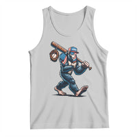 Funny Bigfoot Baseball Tank Top Sasquatch American Flag Ice Cream - Wonder Print Shop
