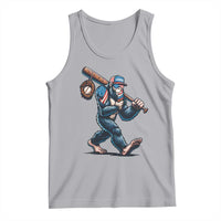 Funny Bigfoot Baseball Tank Top Sasquatch American Flag Ice Cream - Wonder Print Shop